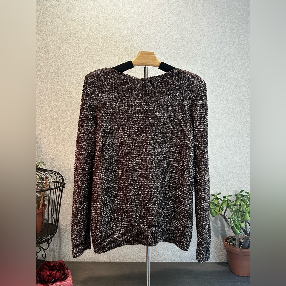 Croft & Barrow Off-the-Shoulder Sweater in Brown and Black